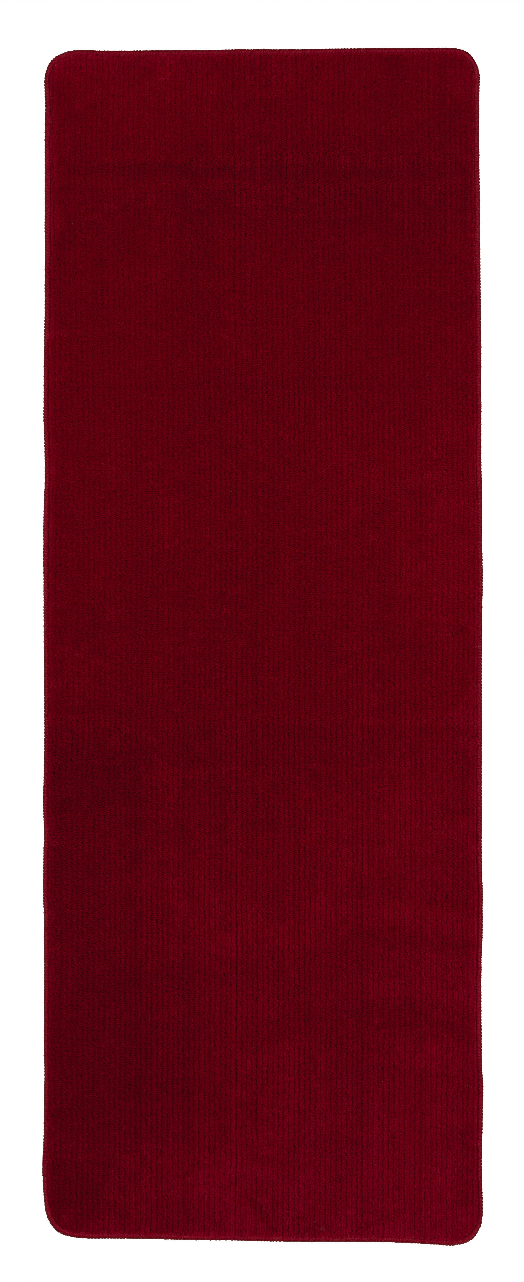 Ottomanson Softy Bath Rug Washable Non-Slip Rubberback Solid 2x5 Indoor Runner Rug, 20" x 59", Red