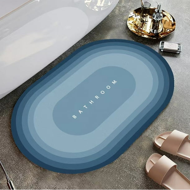 Diatomite Absorbent Bathroom Floor Mat | Soft Quick-Drying Non-Slip Rubber Bath Rug | Modern Polyester Design | Versatile Water Absorption | 16x24in | Gray Red Blue Brown