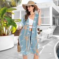 thumbnail image 4 of Beach Vacation Clothes Kimono Cardigan Loose Swimsuit Cover Up for Women Palm Trees and Wave M, 4 of 6