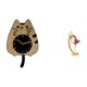 thumbnail image 1 of Reloj de pared decorativo con forma de gato, reloj de pared de madera moderno y silencioso, colgante, estatua de bailarina de ballet, adorno hecho de, 1 of 8