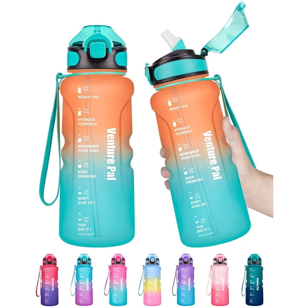 32oz Motivational Water Bottle With Time Marker & Straw - BPA Free Tritan, Leak Proof, Carry Handle - Wild Spirit