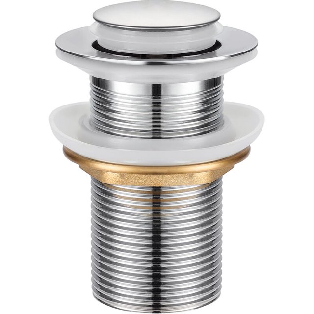 Desagüe para lavabo, Universal Desagüe automático sin rebosadero Desagüe automático con tapón de desagüe sin tirador Clic Clac con válvula Push Open en acero inoxidable cromado para lavabo de baño Kuyhfg Bienvenido a Kuyhfg