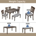 thumbnail image 5 of ZIVACATE 6-Piece Wooden Dining Set, Dining Table & Chair Set for 6, Includes Dining Table, 4 Upholstered Chairs & 1 Bench, Dining Table with Wood Legs, Table Set for Dining Room, Kitchen, Walnut, 5 of 8