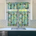 thumbnail image 3 of Kitchen Curtains 36 Inch Short - 3 Panel Set, Rod Pocket Window Curtain with Tropical Leaf Botanical Print, 100% Polyester for Farmhouse, Cafe, Kitchen, Bedroom, Easy Wash, 3 of 6
