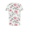 thumbnail image 4 of AKOEE Women Floral Print Tunic Tops Short Sleeve Cotton T-shirts Summer 2025 Crew Neck Pleated Loose Casual Tees (XL, Blue), 4 of 5