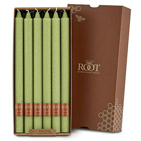 ROOT Candles Unscented Timberline™ Arista Taper Candles, 12-Inch Tall, Box of 12, Color: Willow