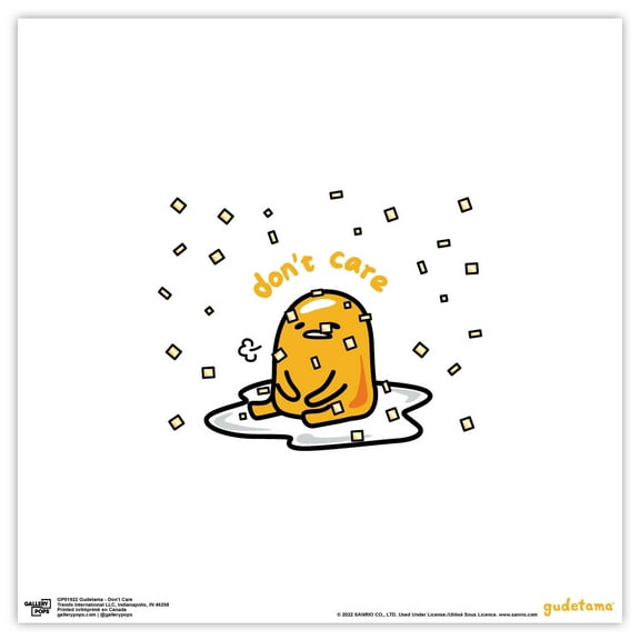 Gallery Pops Gudetama - Don't Care Wall Art, Unframed Version, 12" x 12"