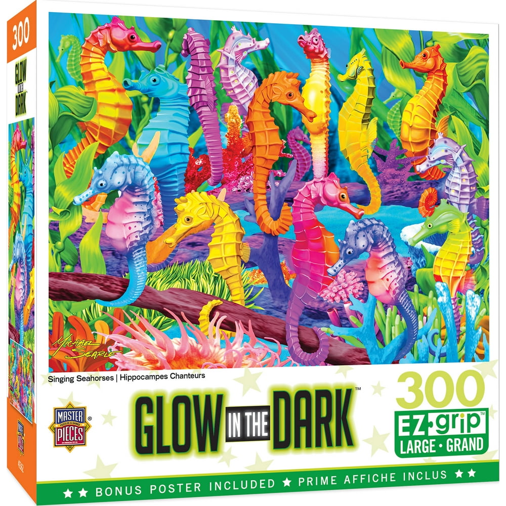 MasterPieces Glow In The Dark Collection Singing Seahorses EZ Grip 300 Large Pieces Jigsaw
