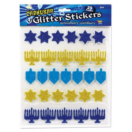 HANUKKAH GLITTER STICKERS-26 PCS 12 PACK