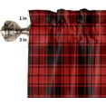 thumbnail image 2 of Curtain Valance, Christmas Red and Black Checkered Winter Short Rod Pocket Window Treatment for Living Room, Bedroom, Kitchen, Bathroom, 1 Panel, 54" X 18", 2 of 6