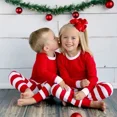 thumbnail image 2 of Conjunto de pijamas navideños 2024 con estampado de rayas para madre, padre e hijos, ropa de dormir informal suave de 2 piezas, atuendo de aspecto familiar, 2 of 5