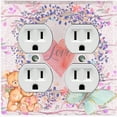 thumbnail image 1 of Metal Light Switch Wall Plate Outlet Cover (2 Teddy Bears With Love Heart Flower Balloon Flower Wreath Pink - Double Duplex), 1 of 2
