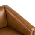 thumbnail image 4 of Mid-century Modern Armchair, 34", Brown Faux Leather, Manifesting Deeply Cushioned Seat And Wide Incorporating Relaxing Seating Broad, 4 of 6