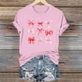 thumbnail image 1 of Nuoqisi T-Shirts Graphiques Mignons avec Nœud pour Femmes de la Saint-Valentin, T-Shirt Décontracté à Imprimé, Col Rond, T-Shirt d'Été à Manches Courtes, Hauts Tendance, T-Shirt Esthétique Chic, Hauts Tee Esthétiques, T-Shirt Rose avec Nœud, T-Shirt Girly, 1 of 6