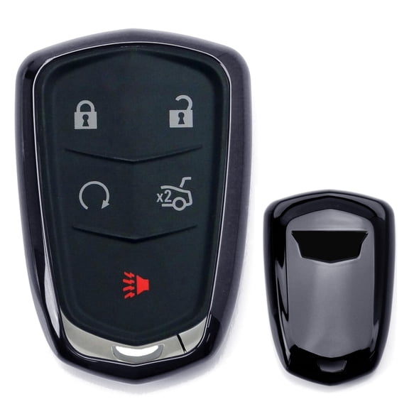 Chrome Finish Black TPU Key Fob Protective Cover Case For 2015-up Cadillac ATS CTS CT6 ELR XTS XT5 SRX Escalade (Please Verify Your Actual Key Before Buying)