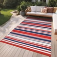 thumbnail image 2 of EastVita 9 x 18 ft(actual size) Plastic Red Dark Blue White Rectangular Beach Front Porches Patio Picnic RV Camping Garage Geometric Modern Area Rug, 2 of 10