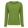 thumbnail image 4 of Chemise à Manches Longues Doublée de Polaire Thermique pour Femmes, Col Rond en Velours Double Face, Couche de Base pour Automne Hiver, Confort Chaud, Vert G, 4 of 7