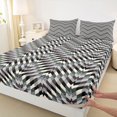 thumbnail image 3 of Homewish Striped Queen Sheet Sets,Modern Geometric Srtwork Flat Sheet,Gray Black Queen Fitted Sheet For Girls Boys,Microfiber Bedroom Decor,4pcs, 3 of 7
