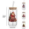 thumbnail image 3 of (Clearance) pdqouc Christmas Glass Cups, Christmas Mason Jars with Lid and Straw Christmas Tumbler Drinking Glasses Coffee Cups Jar Decor Glassware Water Bottles Xmas Home Decorations Gifts, 3 of 7