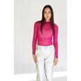thumbnail image 2 of Ragstock Fuchsia Glitter Mock Neck Long Sleeve Top, 2 of 4