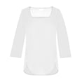 thumbnail image 4 of Timegard Womens Tops Square Neck Button Long Sleeve Solid Color Blouses Casual Comfy Loose Tee Tops, 4 of 5