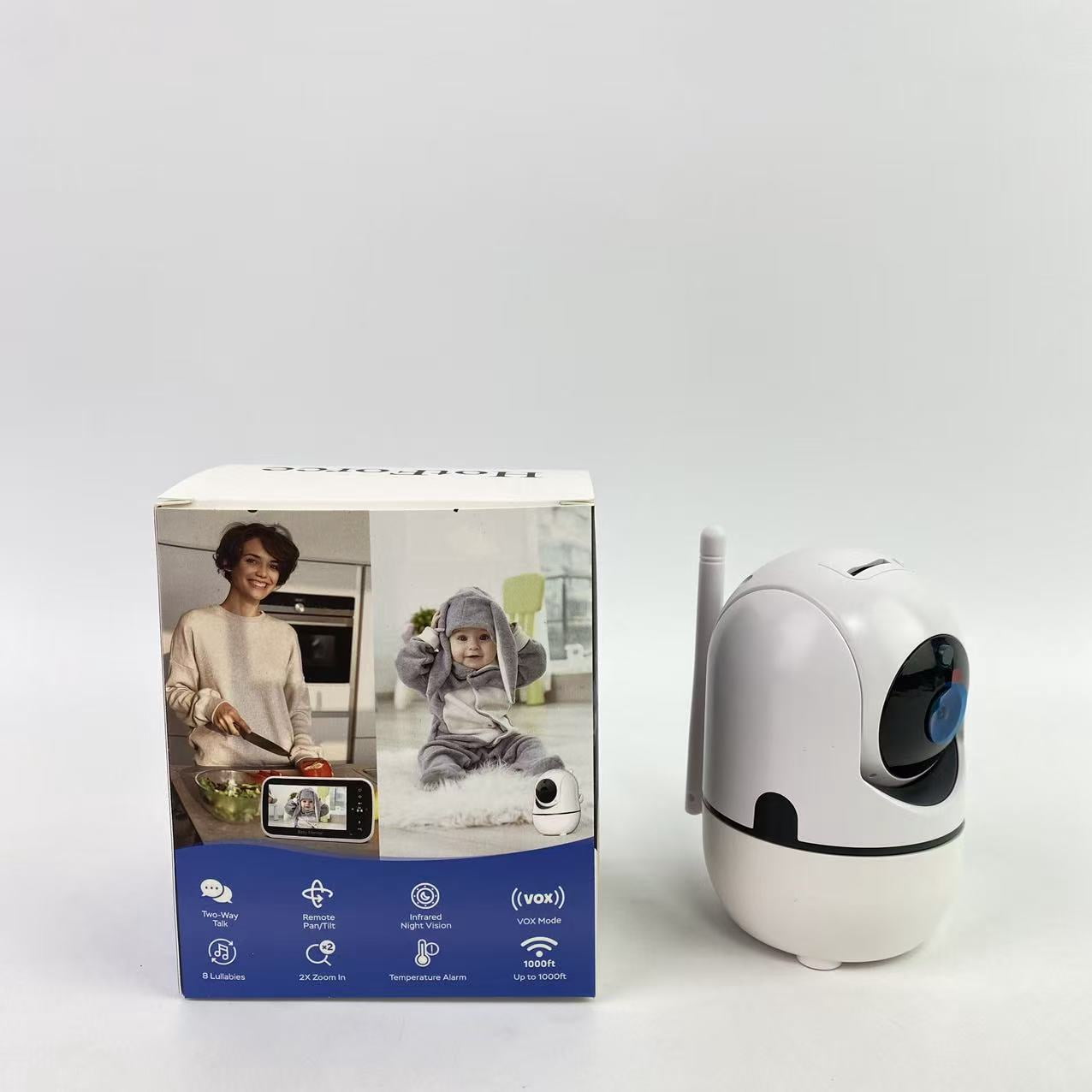 HotForce Video monitors - No WiFi, Remote Pan-Tilt-Zoom, Night Vision, Temperature Sensor, 2-Way Talk, 8 Lullabies, 30-Hour Battery Life，960ft Long Range