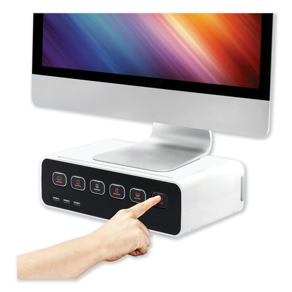 Kantek CM1100 125V 15 Amp 11.75 in. x 6.6 in. x 3.5 in. Corded Cable Management Power Hub and Stand - White