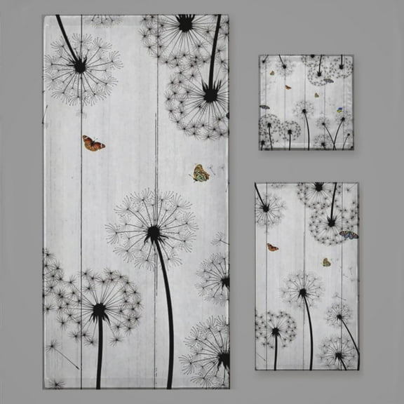 Dandelion Butterfly Bath Towel Sets For Bathroom Hand Towels Fingertip Towels 3 Piece Soft Absorbent For Bathroom Kitchen Hotel Beach