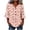 Pink, variant on Womens V Neck 3/4 Ruffle Sleeve Button Front Blouse Full Ghost Bat Pumpkin Print Loose Fit Casual Pullover Top