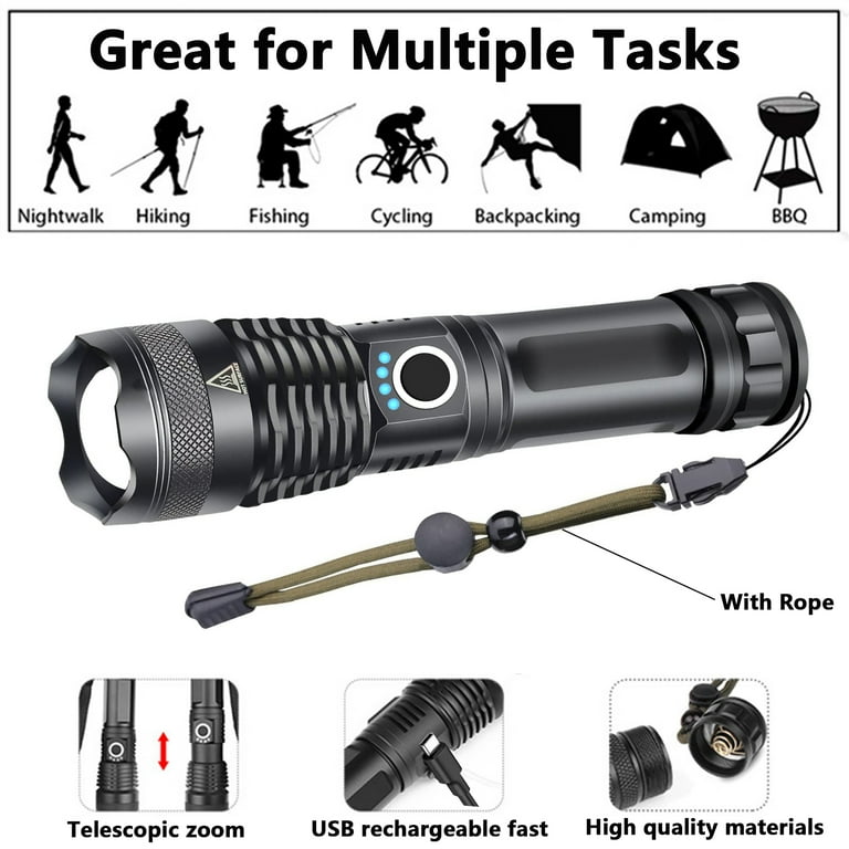 DXIMRX 120000 Lumens Rechargeable Flashlight, Super Bright LED