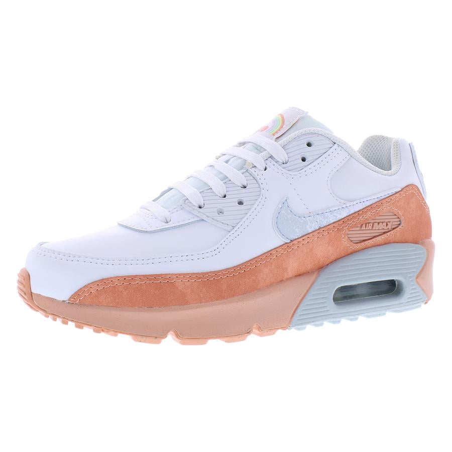 Nike Air Max 90 Leather Se GS Boys Shoes Size 6, Color: White/Aura/Madder Root