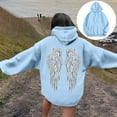 thumbnail image 5 of Oversize Hoodie for Women Angel Wing Print Long Sleeve Hooded Drawstring with Pocket Lightweight Sweatshirts Sky Blue, 5 of 6