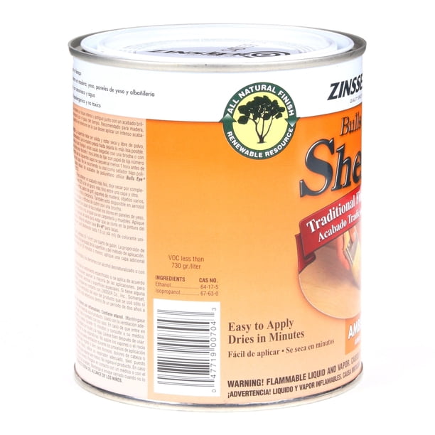 Zinsser, Bulls Eye Shellac Wood Finish Sealer, 32 Fl Oz, Amber