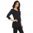 thumbnail image 3 of Women's Solid Basic Casual Side Button Trim Round Neck Blouse Shirt Tunic Top, 3 of 5