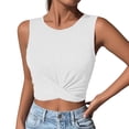 thumbnail image 2 of Ihhxva Women's Slim Fit Cropped Stretchable Crew Neck Twist Front Tank Top S-XL, 2 of 8