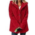 thumbnail image 3 of Perfectbot Women's Sherpa Hooded Coat, Button Down Chunky Cable Warm Winter Outerwear with Pockets, 3 of 7