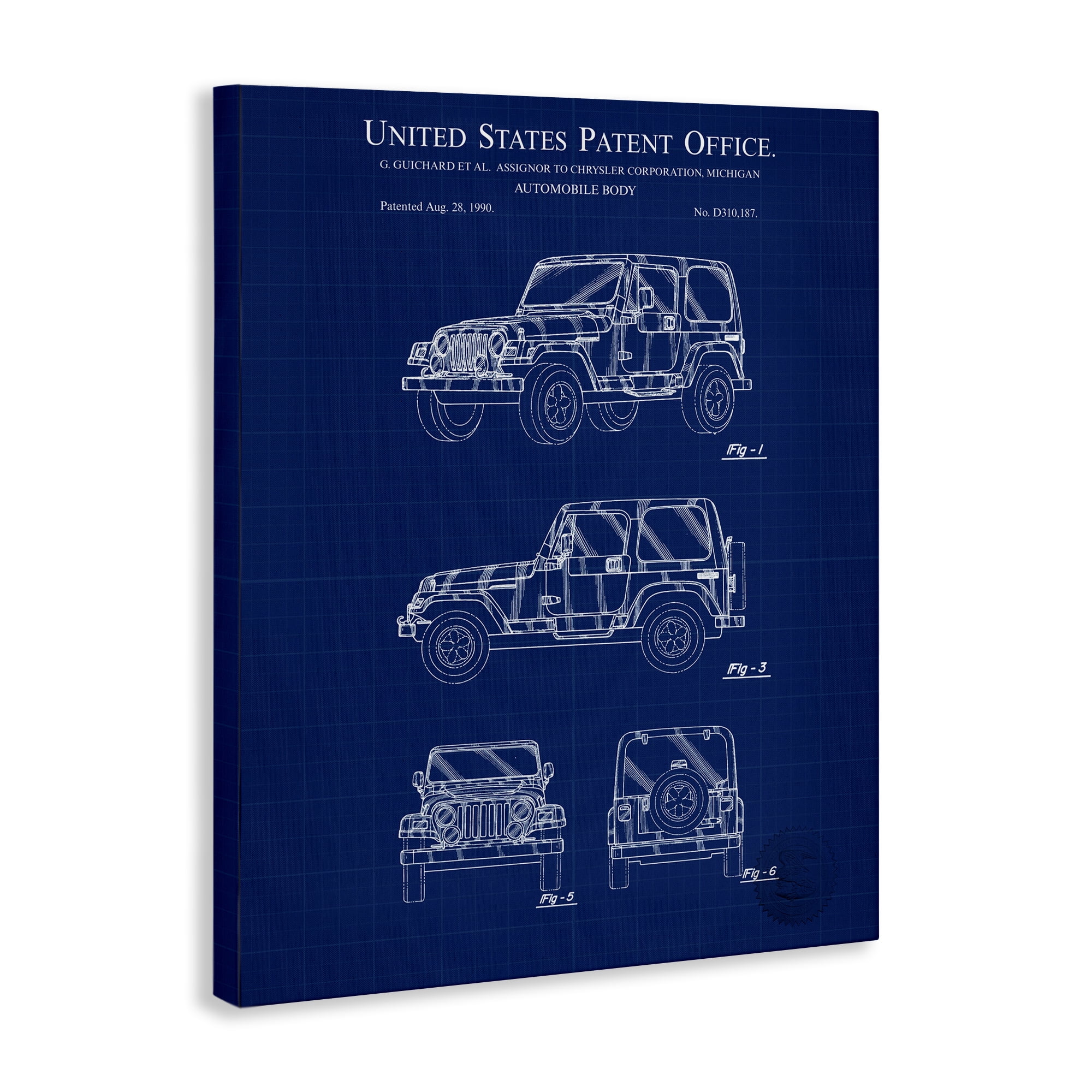 Stupell Industries Automobile Body Blueprint Transportation Painting Gallery Wrapped Canvas Art Print Wall Art, 30 x 40