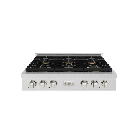 ZLINE 36 in. Paramount Gas Rangetop with 6 Burners and Porcelain Cooktop in DuraSnow Stainless Steel (SRTS-36)