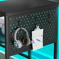 thumbnail image 5 of SEDETA L Shaped Gaming Desk, Reversible Computer Desk, Gaming Desk with Power Outlets & LED Strip, Monitor Shelf, Keyboard Tray, Pegboard and Storage Shelves for Home Office, Black, 5 of 7