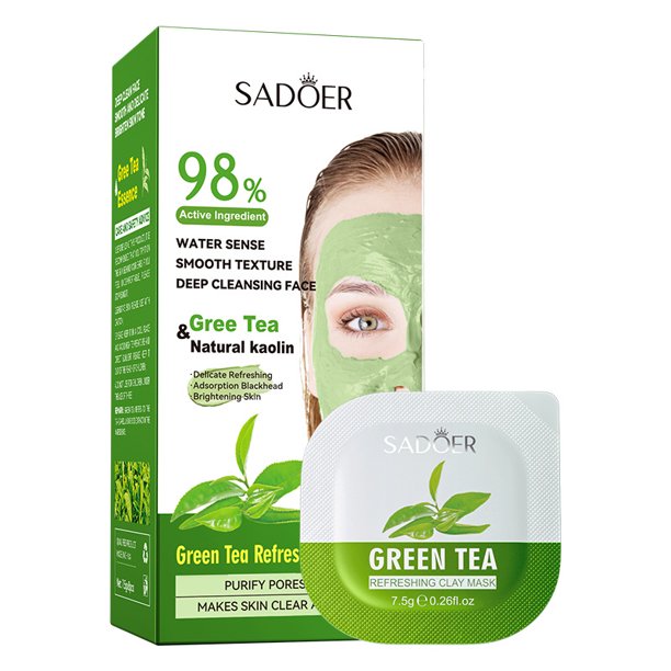 Green Tea Refreshing Mud Mask, Turmeric Vitamin C Clay Mask Deep Foaming Pore Cleansing and