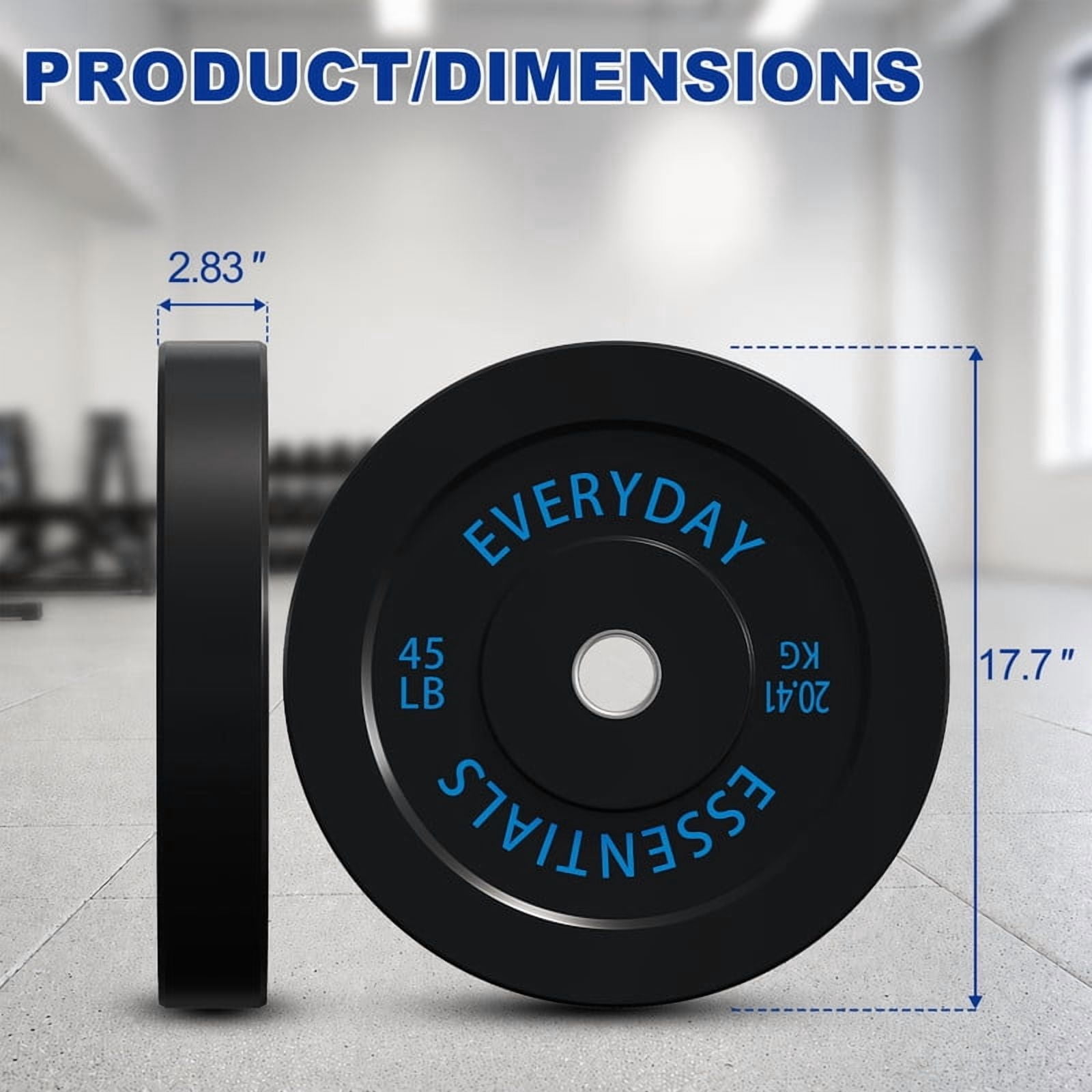 INTRTLOCKINGING TILES 260 LB Bumper Plates, 2-Inch Olympic Black Rubber Weight Set for Home Workouts, Weightlifting and Strength Training