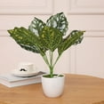 thumbnail image 3 of sunsanly 1 Branch Artificial Plant Vivid Realistic 9 Heads Design Simulation Monstera Leaf Decoration Home Decor, 3 of 8