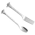 thumbnail image 4 of 2pcs Dessert Spoon and Fork Set Stainless Steel Mixing Spoon Cartoon Cake Forks for Home Restaurant (Silver), 4 of 8