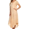 thumbnail image 4 of Sakkas Faye Cap Sleeved Cotton Caftan Cover Up Dress - Natural - One Size Regular, 4 of 5