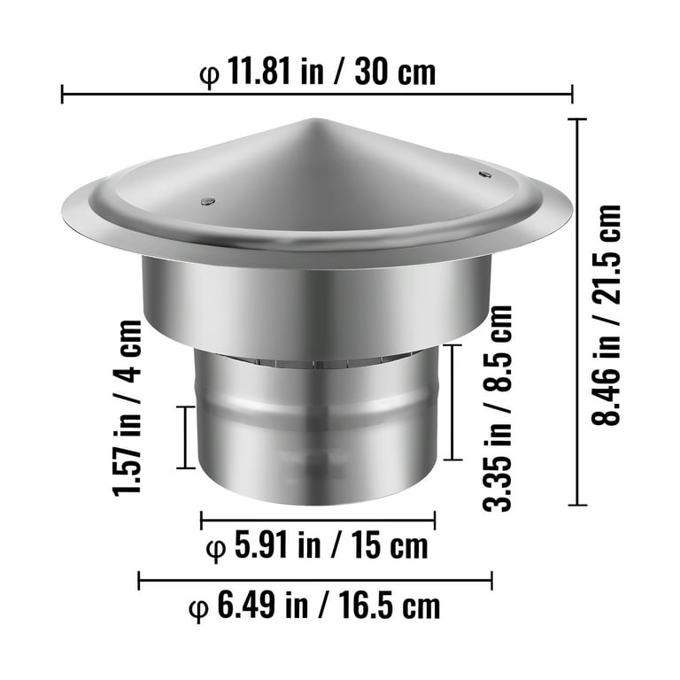 6 Inch Stove Pipe Cap SuperVent 8-in W X 4.5-in L Stainless Steel Round Chimney Cap JSC8DRC At 8 Chimney Cap - Foto 8