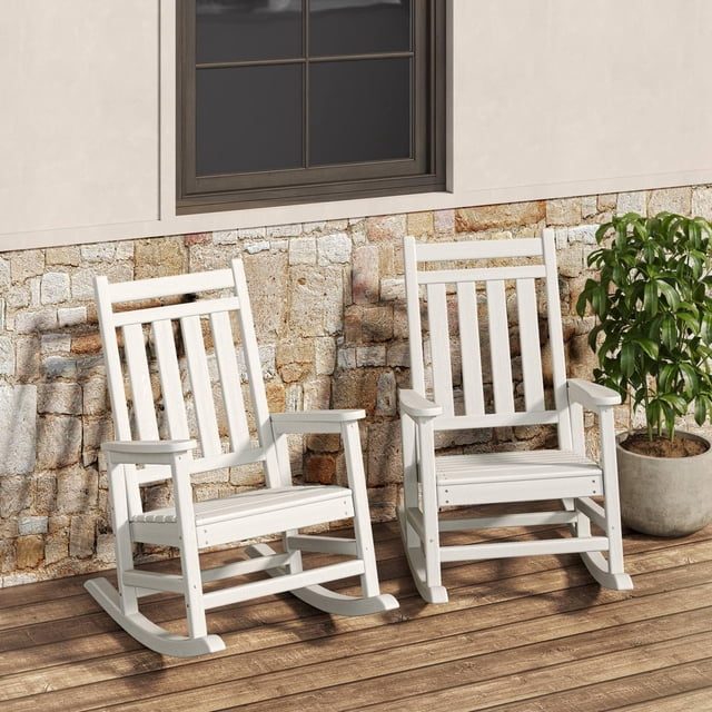 Gaderth Adirondack Rocking Chair,All Weather Plastic Adirondack Rocker,Outdoor Rocking Chair,Patio Chair Lawn Chair With High Back For Garden Backyard Balcony Porch,1PCS