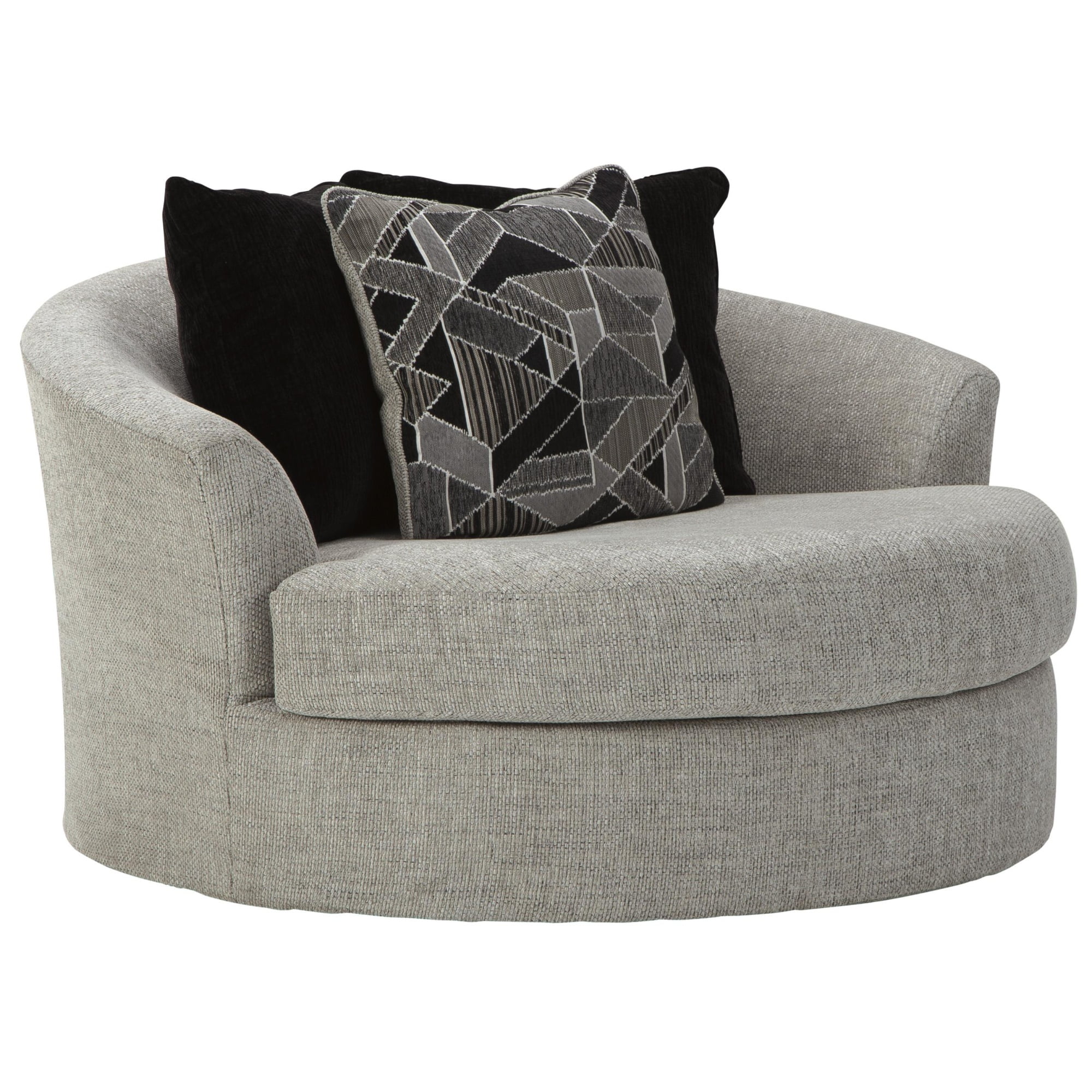 Fabric Upholstered Round Swivel Chair with Back Pillows, Gray Walmart