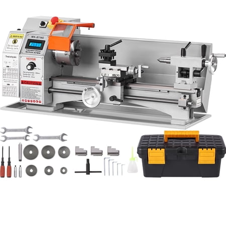 VEVOR Compact Metal Lathe, 7'' x 16'', 800W, Precision Desktop Metalworking Lathe, Variable Speed 150-2500 RPM, Includes 3.9'' 3-jaw Chuck & Tool Box for Detailed Part Crafting