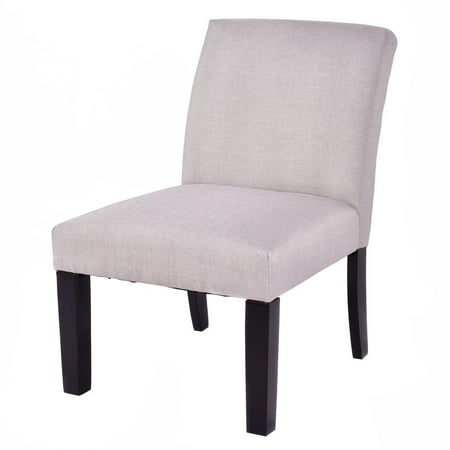 Slipper Chair Covers - GHP 300-Lbs Capacity Rubber Wood Linen Fabric Seat Cover Living Room Slipper Chair