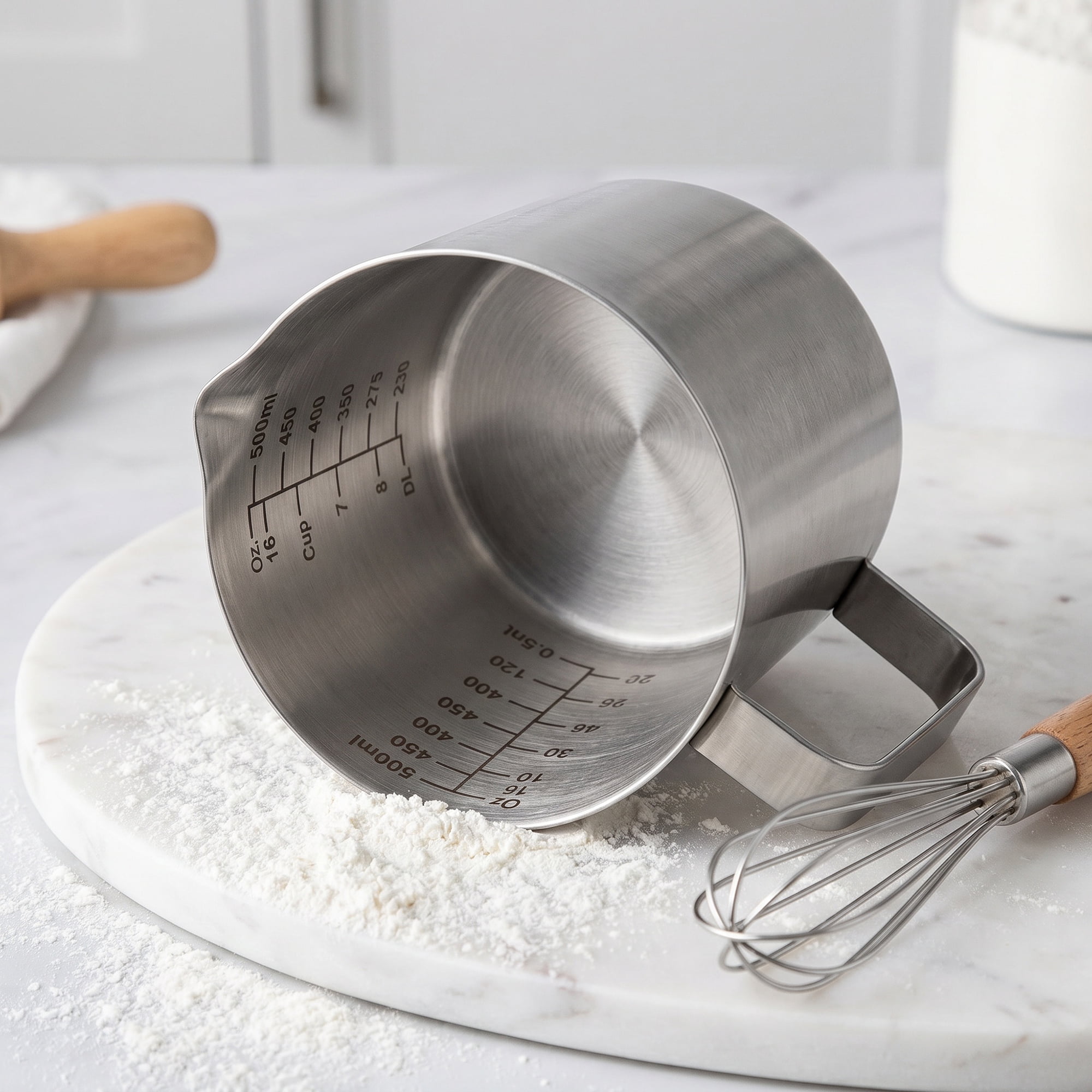 Unique Bargains Stainless Steel Measuring Cup with Easy Read Lines Silver 500ml